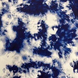 Blue White Printed 1 Yard x 60" Stretch Cotton Lycra Sewing Fabric